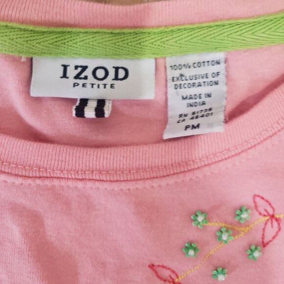 Vintage 90s IZOD Womens Petite Pink Short Sleeve T Shirt Size‎ M Embroidered - Picture 5 of 8